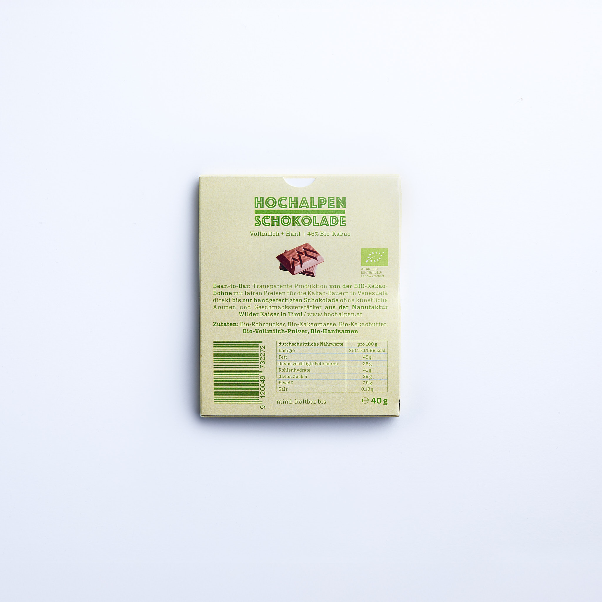 Hochalpen Vollmilch + Hanf Schokolade